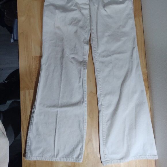Vintage 70s Levi's White Denim Flare Bell Bottom High Waist Jeans - Picture 4 of 11